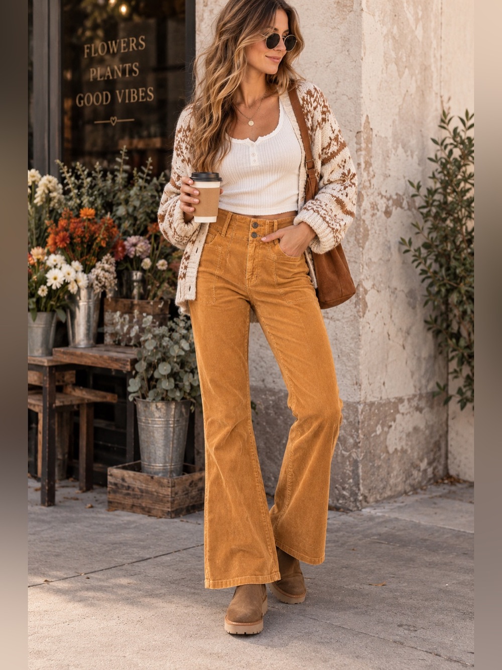 We The Free People Jayde Corduroy Flare High Rise Ginger Spice Yellow Pants